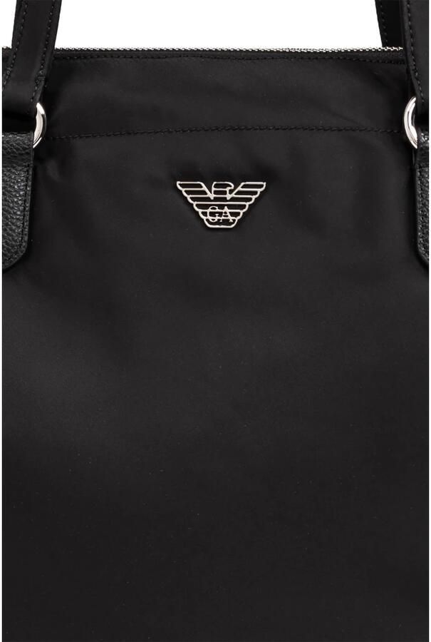 Emporio Armani Zwarte Nylon Adelaar Plaque Rits Tas Black Dames - Foto 3