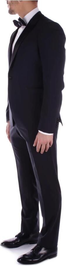 Emporio Armani Blauwe Wol Satijnen Afwerking Jurk Blue Heren - Foto 5