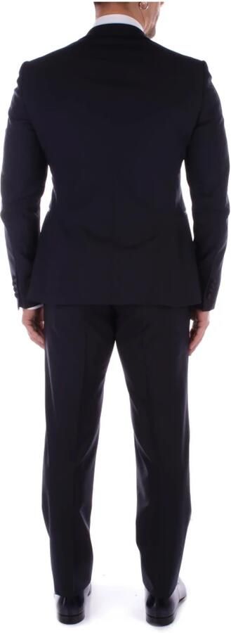 Emporio Armani Blauwe Wol Satijnen Afwerking Jurk Blue Heren