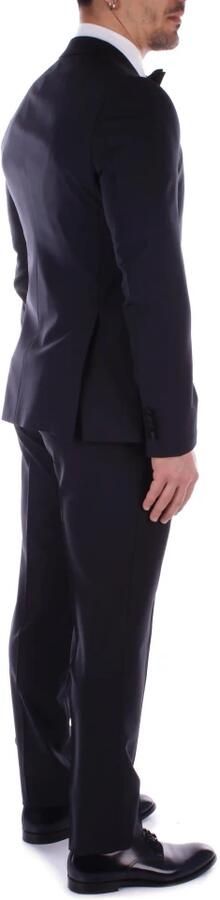 Emporio Armani Blauwe Wol Satijnen Afwerking Jurk Blue Heren - Foto 4