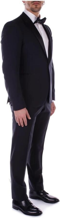 Emporio Armani Blauwe Wol Satijnen Afwerking Jurk Blue Heren - Foto 2