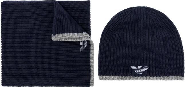 Emporio Armani Sjaal & muts set Blue Heren - Foto 6