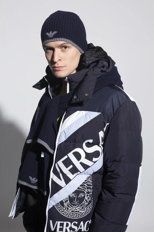 Emporio Armani Sjaal & muts set Blue Heren - Foto 4