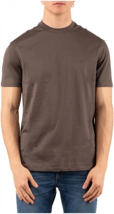 Emporio Armani Bruin Logo Front T-shirts en Polos Brown Heren