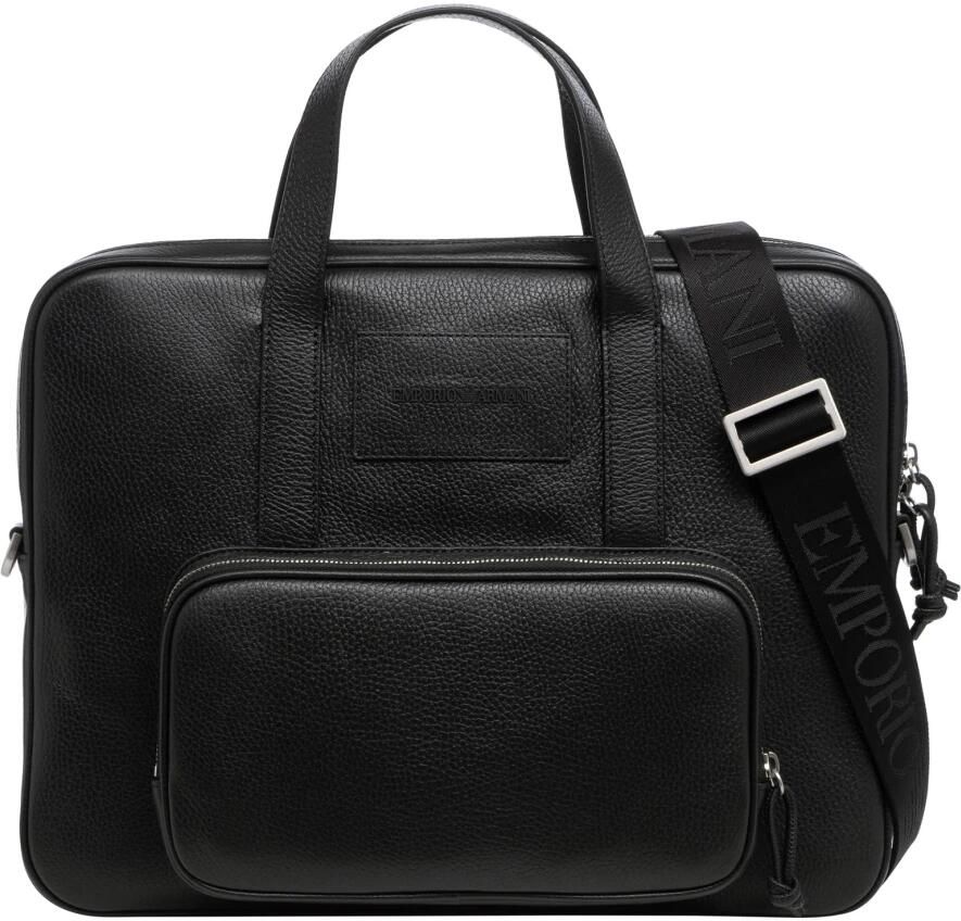 Emporio Armani Laptoptas met structuurmotief model 'Briefcase Clean Logo' - Foto 4