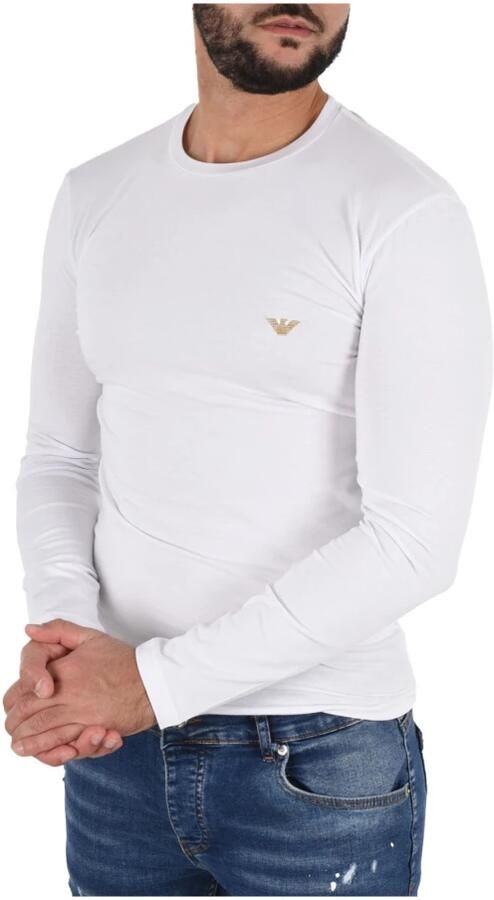 Emporio Armani Stretch Logo Geborduurd T-shirt Wit White Heren - Foto 2