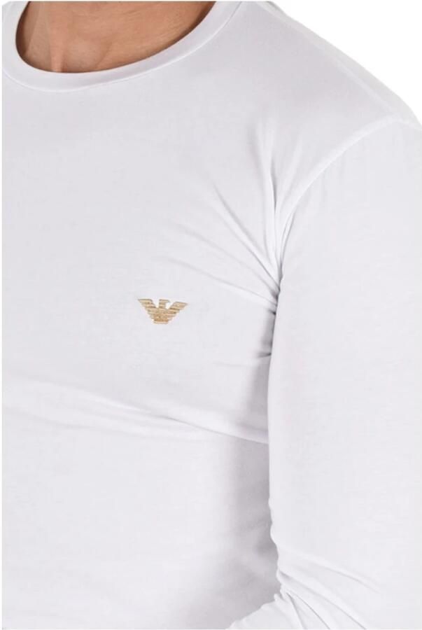 Emporio Armani Stretch Logo Geborduurd T-shirt Wit White Heren