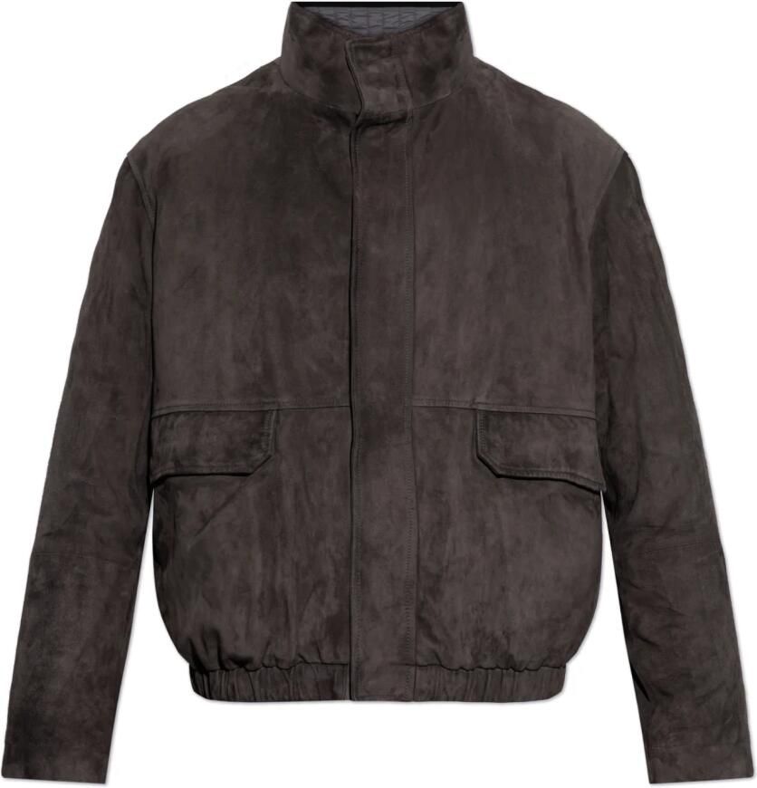 Emporio Armani Gewatteerde Suède Jas met Afneembare Jas Brown Heren