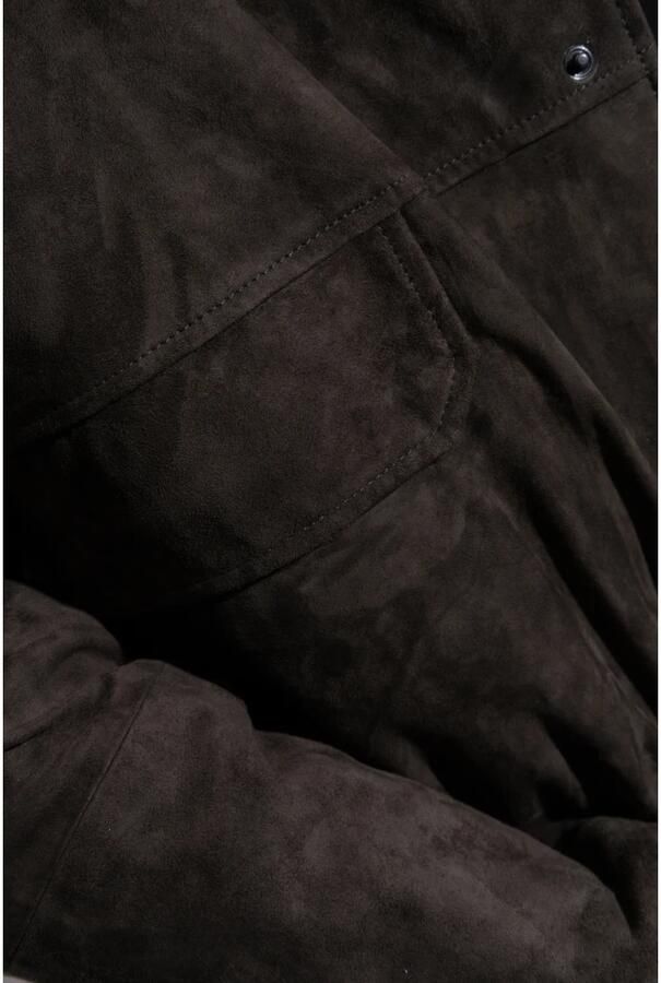 Emporio Armani Gewatteerde Suède Jas met Afneembare Jas Brown Heren - Foto 2