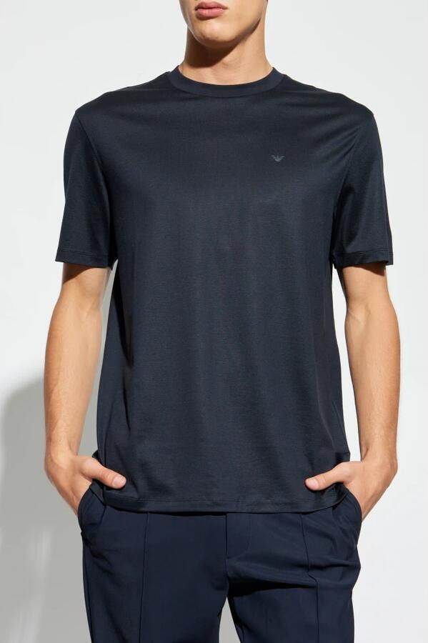 Emporio Armani Logo Patch Jersey T-shirts en Polos Blue Heren - Foto 3