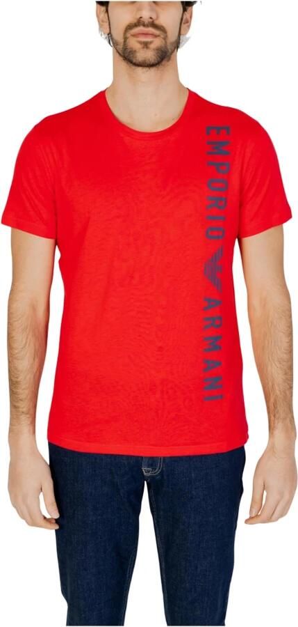 Emporio Armani Rode Katoenen Heren T-shirt Lente Zomer Collectie Red Heren - Foto 4