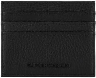 Emporio Armani Leren Textuur Kaarthouder Portemonnee Black Heren