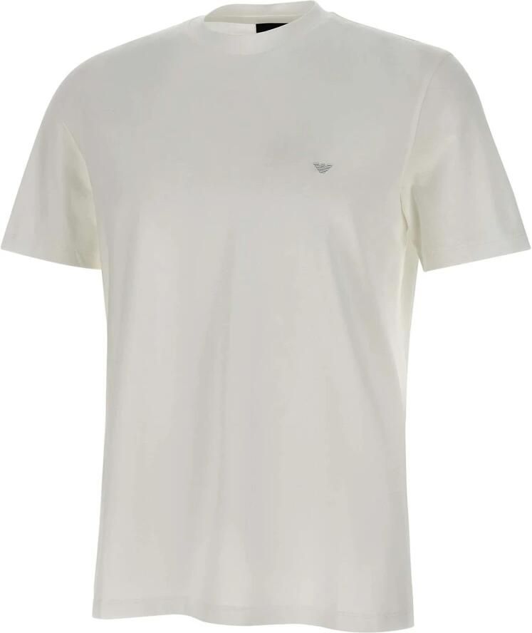 Emporio Armani Katoenen T-shirt met toon-op-toon print White Heren