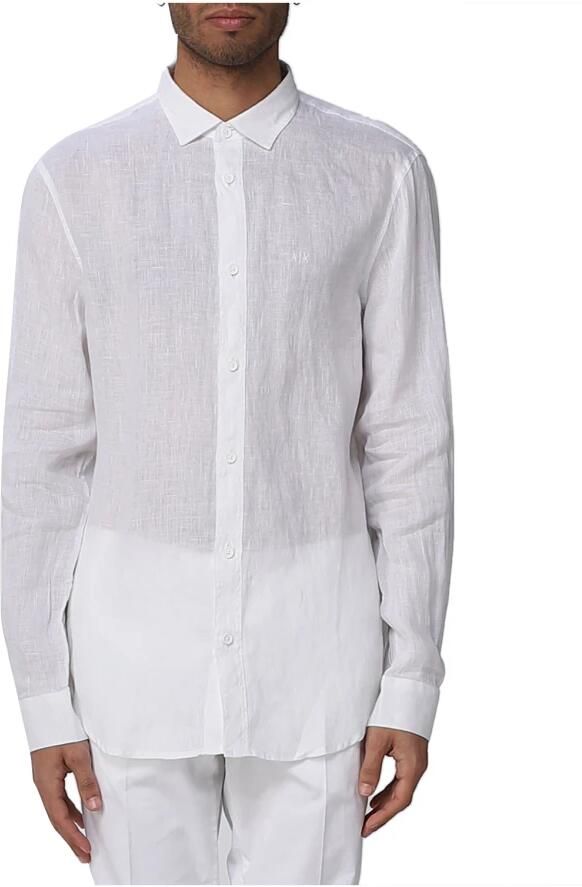 Armani Exchange Klassiek Wit Linnen Overhemd met Lange Mouwen White Heren - Foto 5