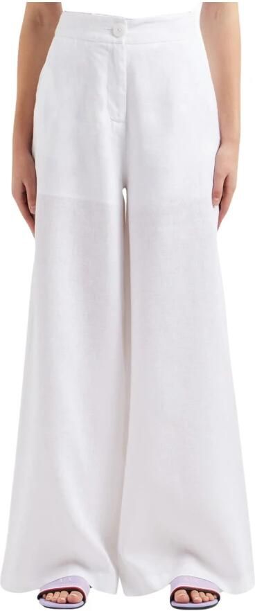 Emporio Armani Witte Linnen Wijde Pijp Broek White Dames - Foto 3