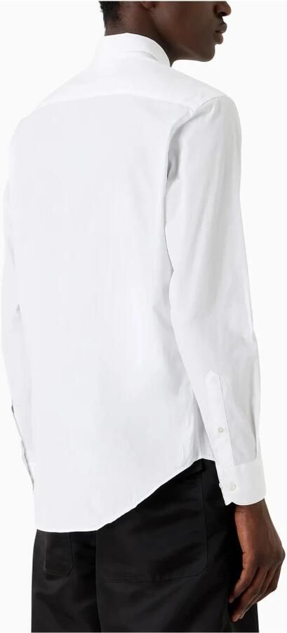 Emporio Armani Witte Stretch Stof Shirt Klassieke Kraag Lange Mouw Adelaar Borduurwerk White Heren - Foto 8