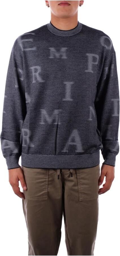 Emporio Armani Monogram Trui Fijn Gebreid Logo Print Gray Heren - Foto 2