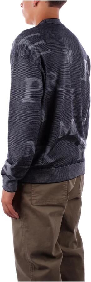 Emporio Armani Monogram Trui Fijn Gebreid Logo Print Gray Heren - Foto 3