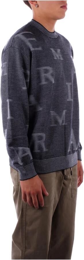 Emporio Armani Monogram Trui Fijn Gebreid Logo Print Gray Heren - Foto 5