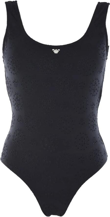 Emporio Armani Zwart geborduurd badpak Black Dames