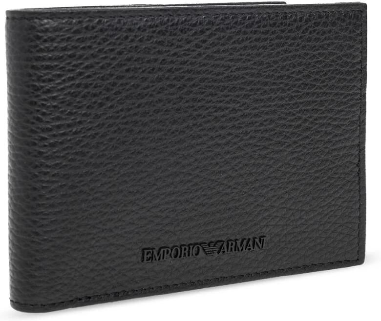 Emporio Armani Minimalistische Portemonnee met Logo en Kaartsleuven Black Heren