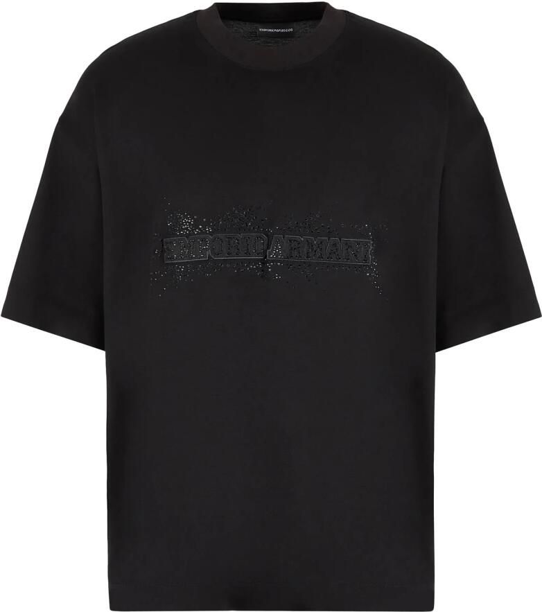 Emporio Armani Zwart T-shirt met logo-applicatie aan de voorkant Black Heren