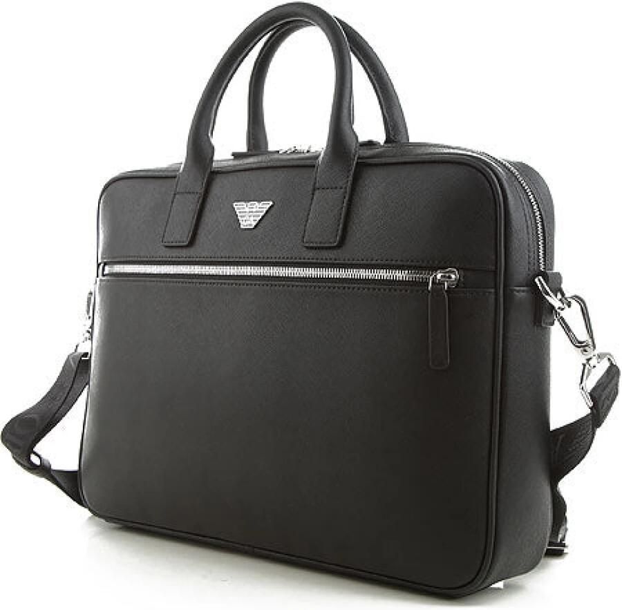 Emporio Armani Laptop tas met ritssluiting en interne vakken Black Unisex