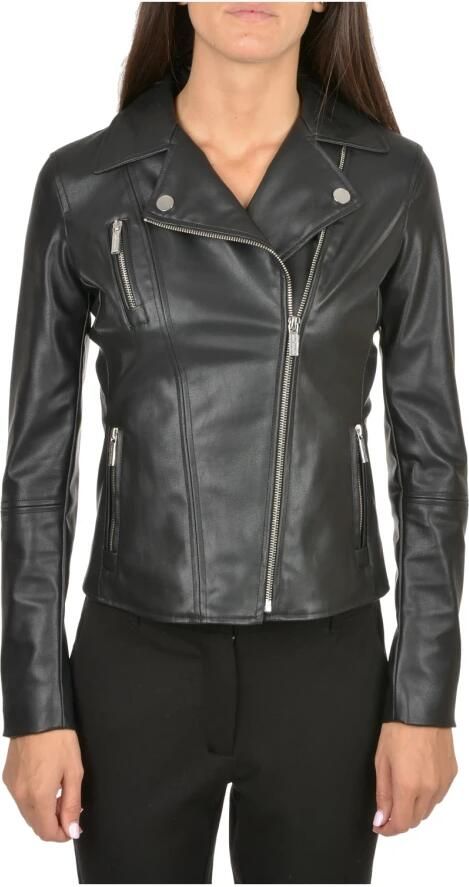 Emporio Armani Zwarte Biker Imitatie Leren Jas Black Dames - Foto 3