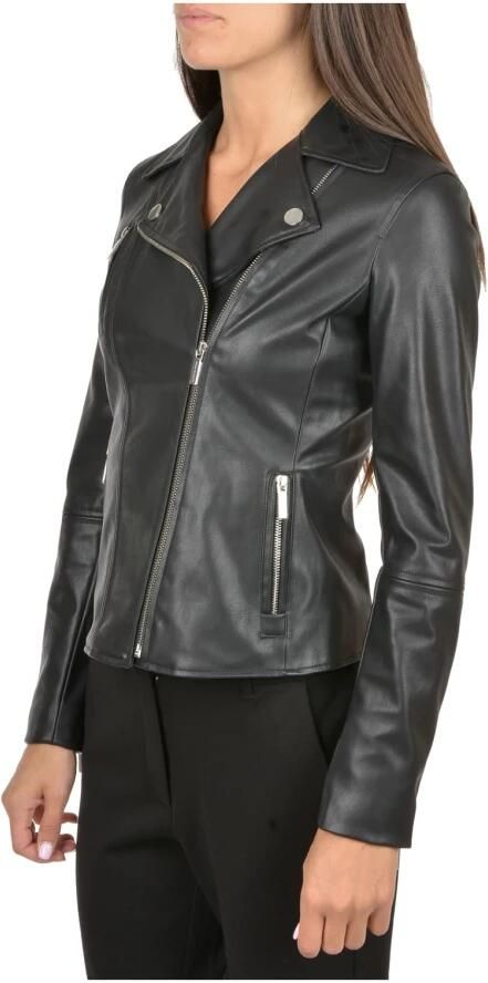 Emporio Armani Zwarte Biker Imitatie Leren Jas Black Dames - Foto 2