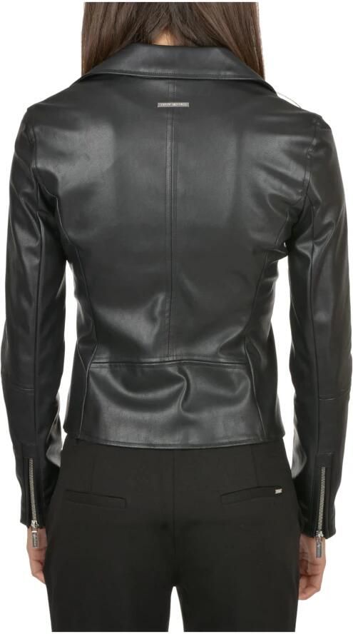 Emporio Armani Zwarte Biker Imitatie Leren Jas Black Dames
