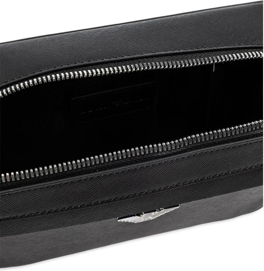 Emporio Armani Zwarte Saffiano Adelaar Clutch Tas Black Heren
