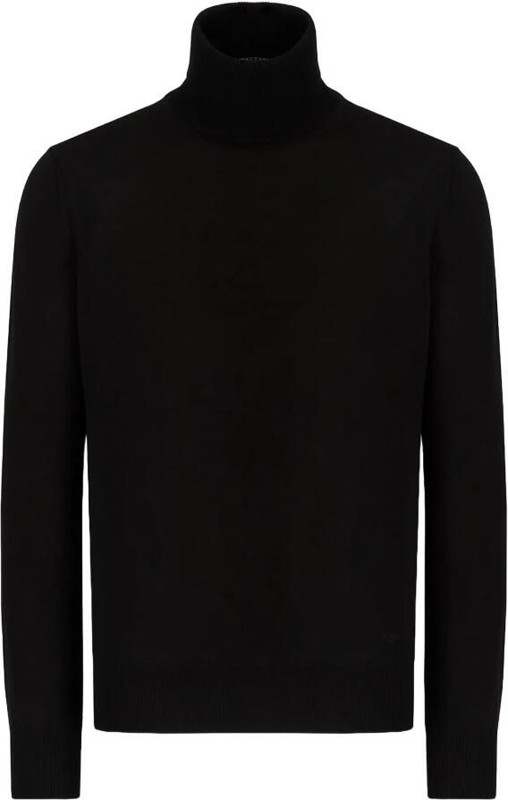 Emporio Armani Zwarte Gebreide Logo Trui Hoge Hals Lange Mouw Black Heren - Foto 3