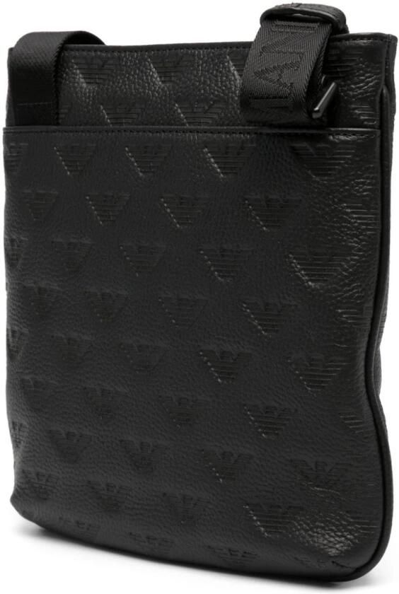 Emporio Armani Zwarte Geperforeerde Monogram Leren Schoudertas Black Heren - Foto 3