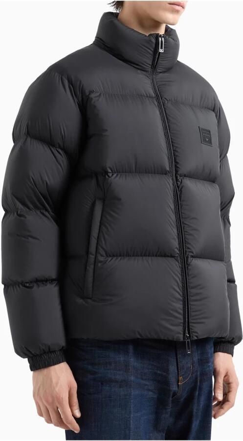 Emporio Armani Zwarte Gewatteerde Veren Pufferjas Black Heren - Foto 6