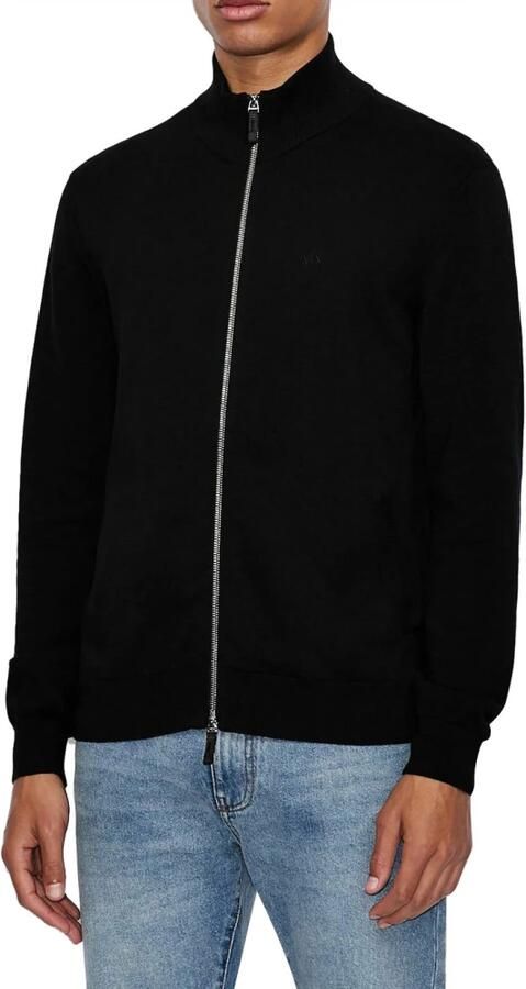 Armani Exchange Zwarte Katoenen Rits Cardigan Herfst Winter Mannen Black Heren - Foto 5