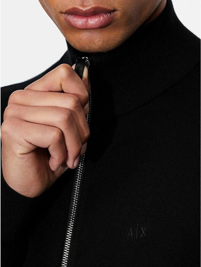 Armani Exchange Zwarte Katoenen Rits Cardigan Herfst Winter Mannen Black Heren - Foto 2