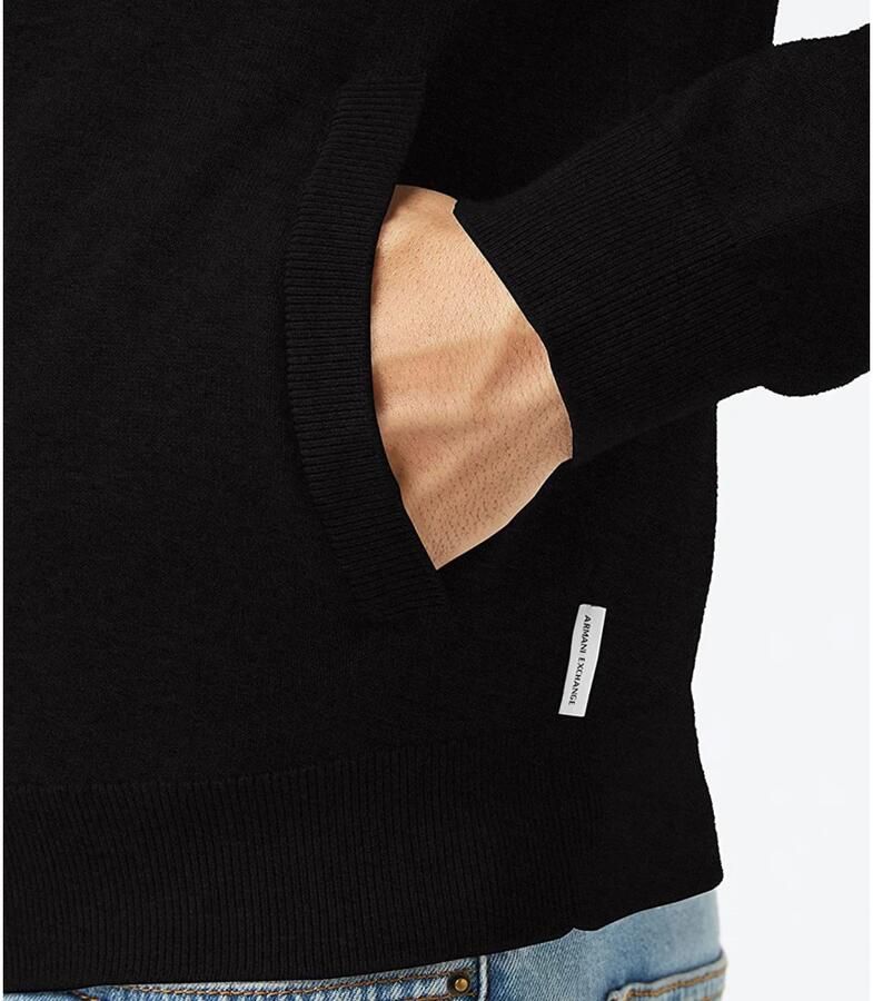 Armani Exchange Zwarte Katoenen Rits Cardigan Herfst Winter Mannen Black Heren