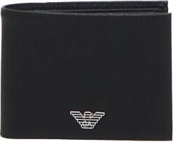Emporio Armani Zwarte portemonnee met stoffen en bonded lederen voering Black Heren