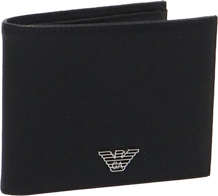Emporio Armani Zwarte portemonnee met stoffen en bonded lederen voering Black Heren