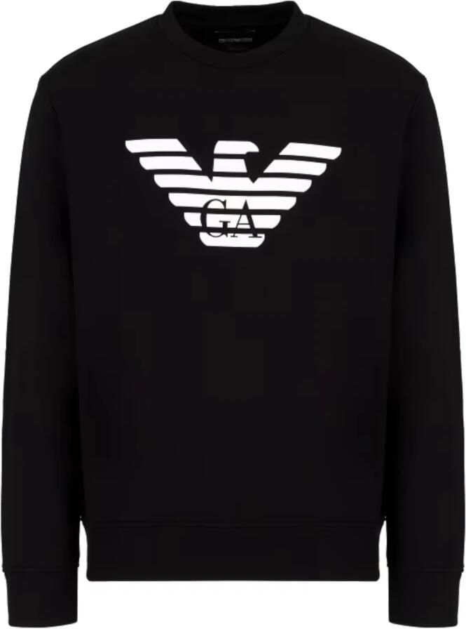 Emporio Armani Katoenen sweatshirt met iconische adelaarsprint Black Heren