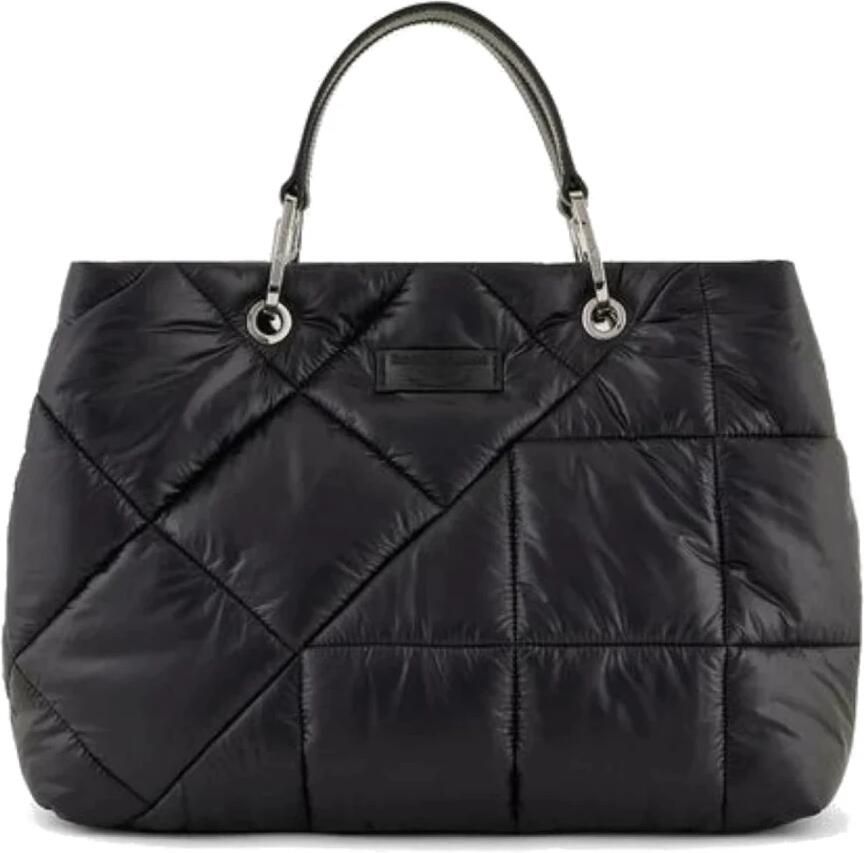 Emporio Armani Zwarte Nylon Winkel Tas met Patch Black Dames
