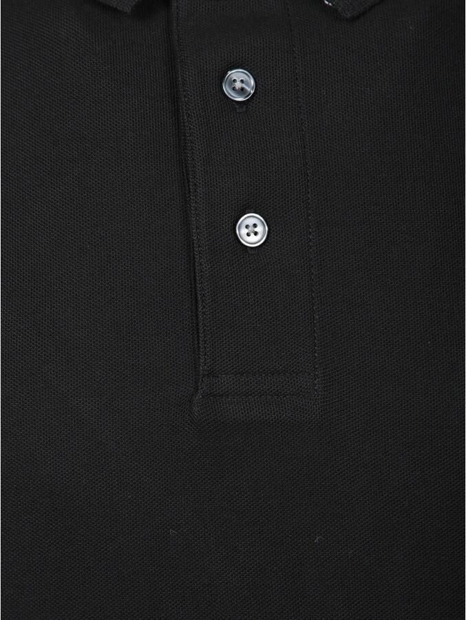 Emporio Armani Zwarte Polo Shirt met Knoopsluiting Black Heren