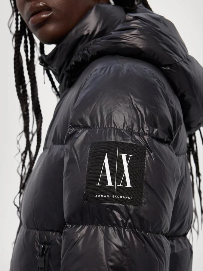 Armani Exchange Zwarte Polyamide Dames Herfst Winter Jas Black Dames
