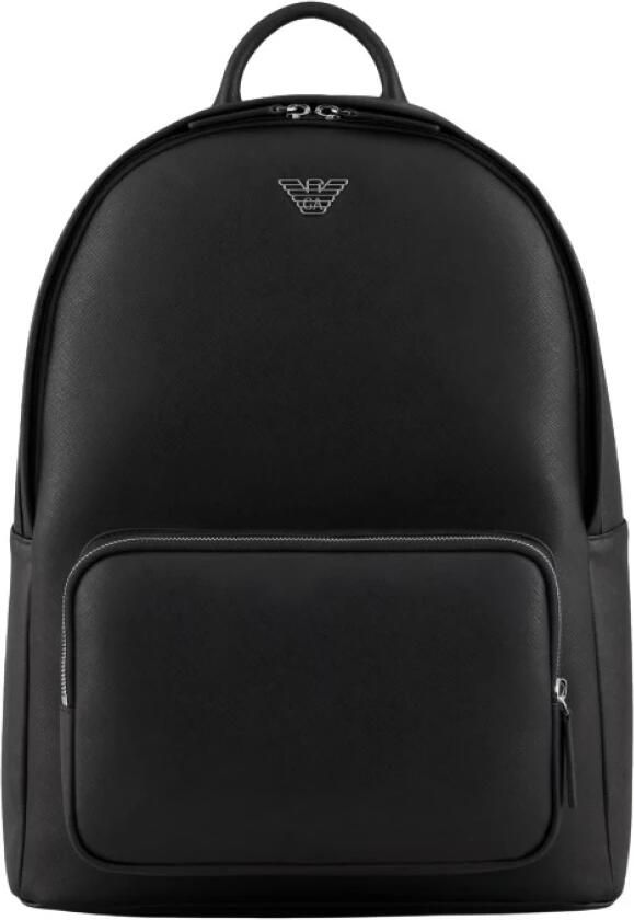 Emporio Armani Zwarte Roundshape Geregenereerd Leren Rugzak Black Heren - Foto 3