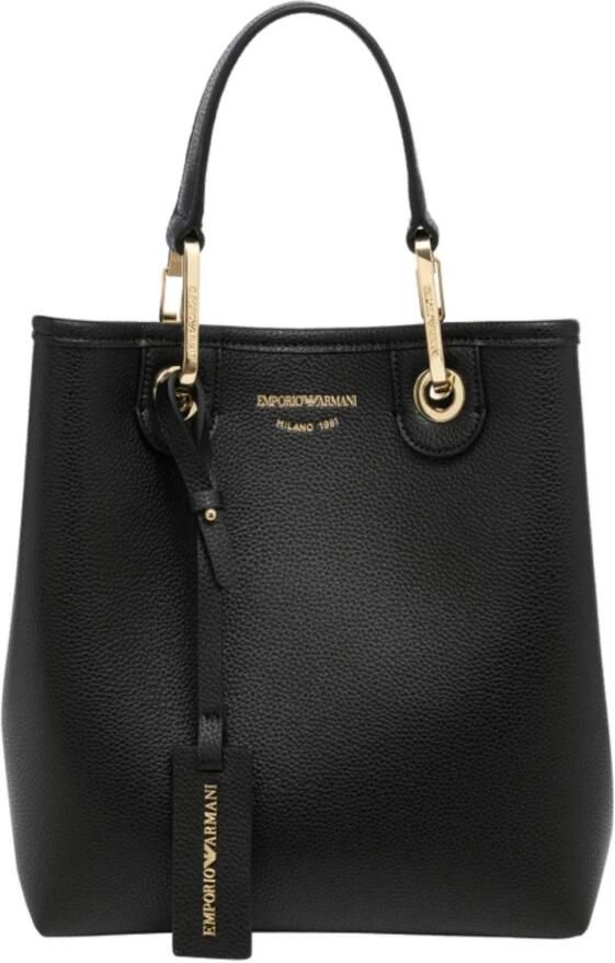 Emporio Armani Zwarte Shoppingtas met Verstelbare Band en Afneembaar Logo Overal Black Dames - Foto 6