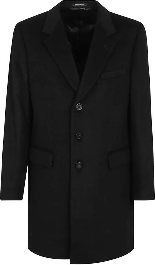 Emporio Armani Zwarte Stijlvolle Jas voor Mannen Black Heren