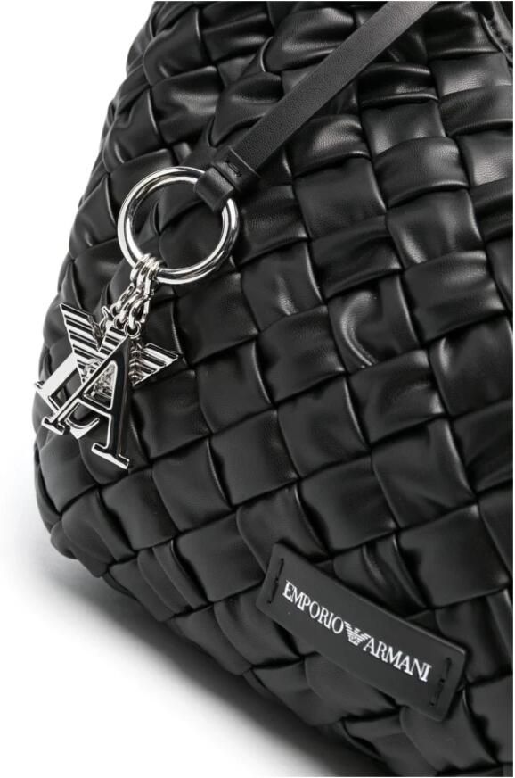 Emporio Armani Zwarte tas met gevlochten ontwerp en logohanger Black Dames - Foto 5