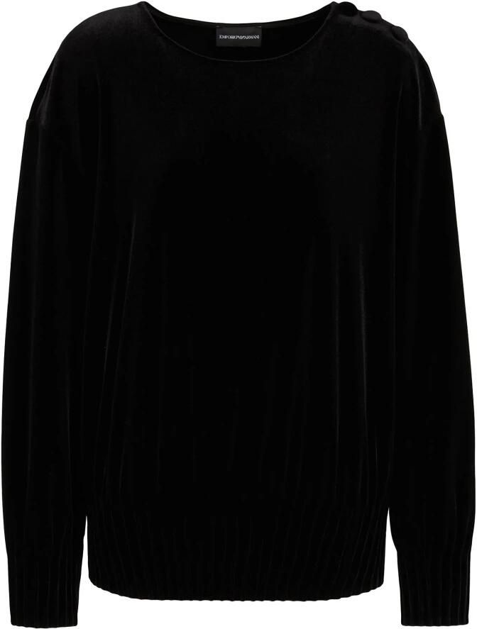 Emporio Armani Zwarte trui met satijnen profiel Black Dames - Foto 3