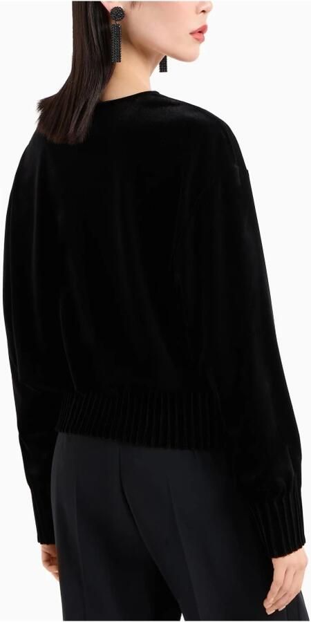 Emporio Armani Zwarte trui met satijnen profiel Black Dames - Foto 2