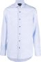 Emporio Armani Blauw Regular Fit Overhemd met Lange Mouwen en All Over Eagle Logo Xxxl Blue Heren - Thumbnail 1